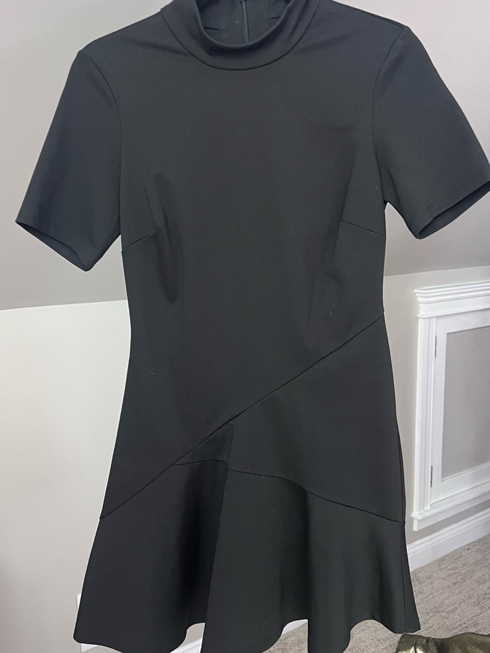 BCBG Black Short-Sleeve Flared Mini Dress